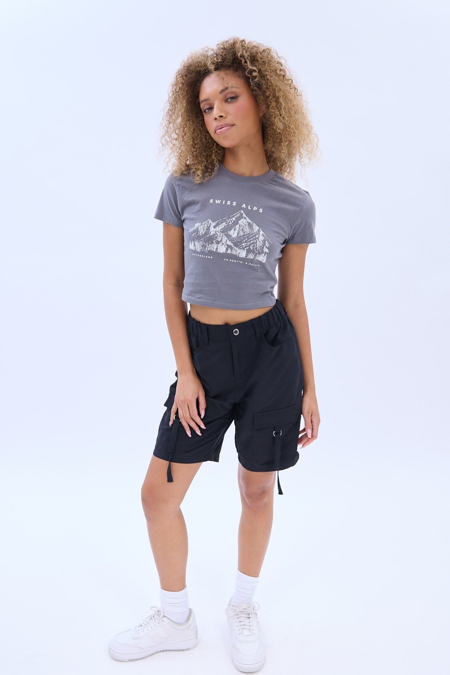 Aux Femmes Notes bleues Destination | Graphique Des Alpes Suisses T-Shirts Bebe Gris Fonce