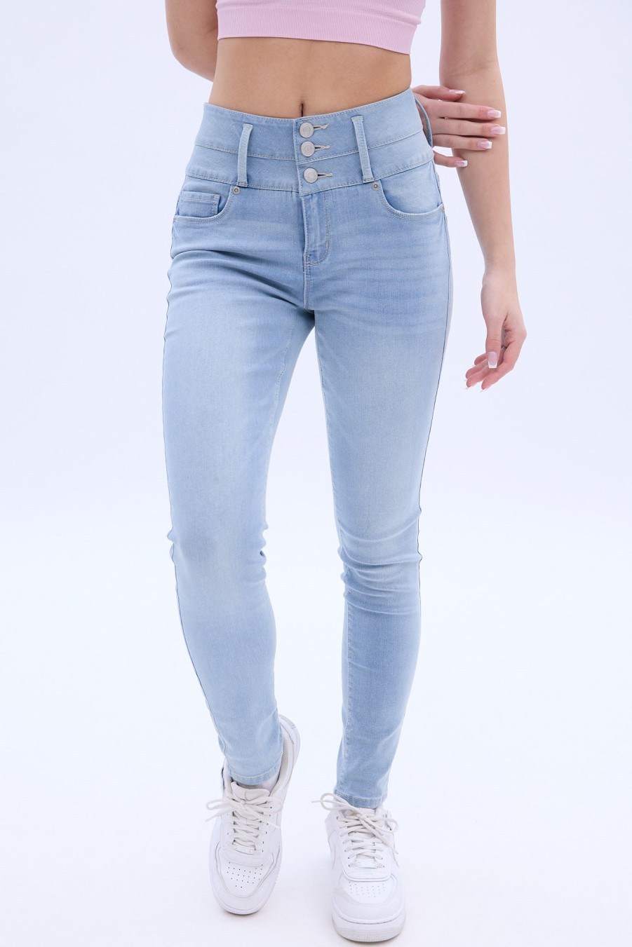 Aux Femmes Notes bleues | Jegging Taille Tres Haute Bleu Denim Clair