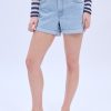 Aux Femmes Aéropostale Shorts | Short Mom Aero Taille Haute Bleu Denim Clair