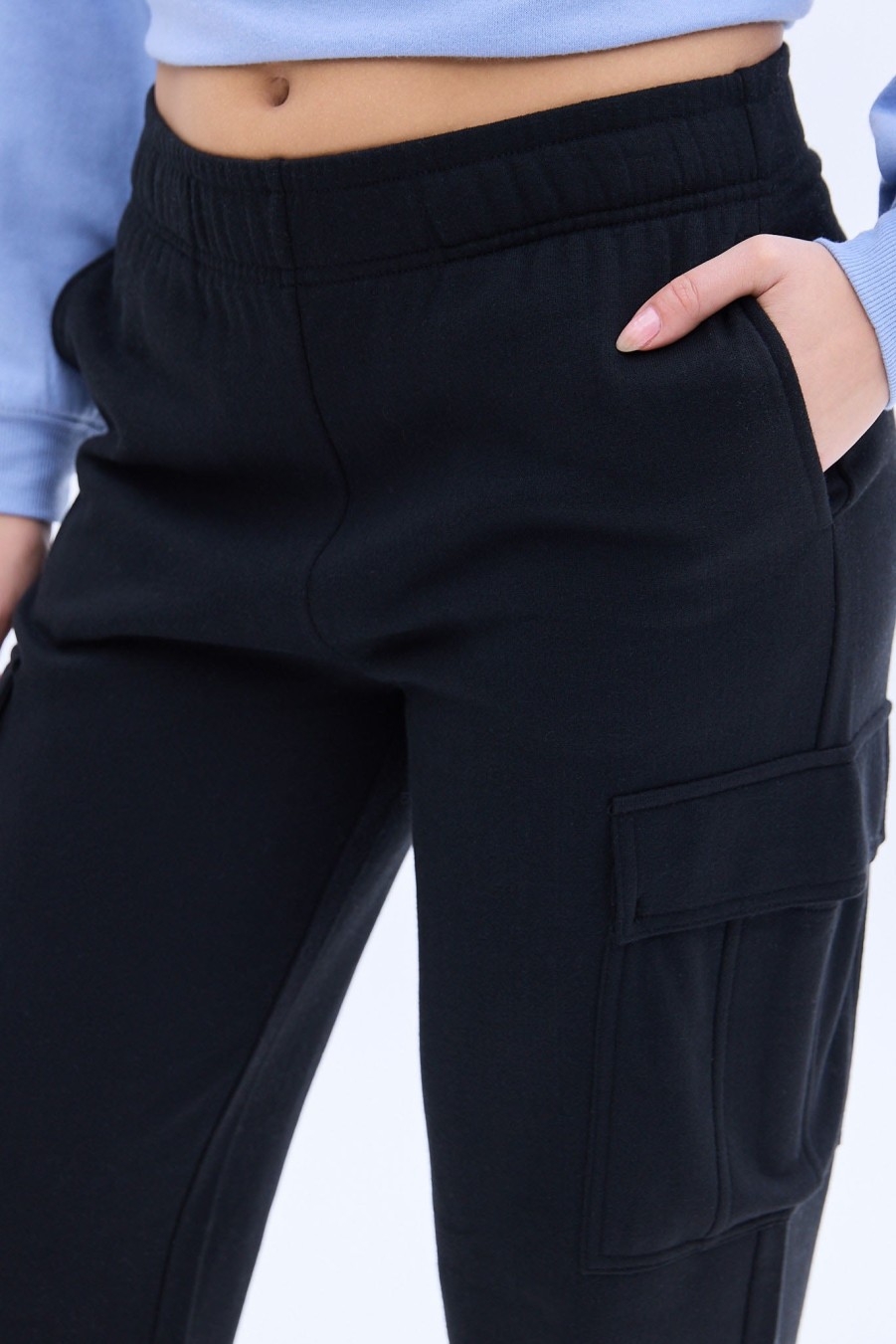 Aux Femmes Notes bleues Les Pantalons De Survetement | Pantalon De Survetement Cargo A Taille Moyenne Et Jambe Large