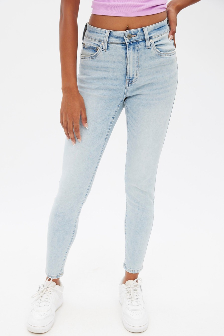 Aux Femmes Aéropostale Jeans | Jegging Aero Tres Extensible A Taille Haute Bleu Denim Clair