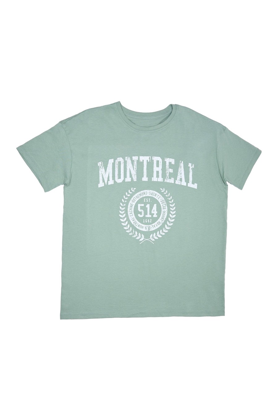 Aux Femmes Notes bleues T-Shirts | T-Shirt Petit Ami Graphique Avec Ecusson De Montreal Sage