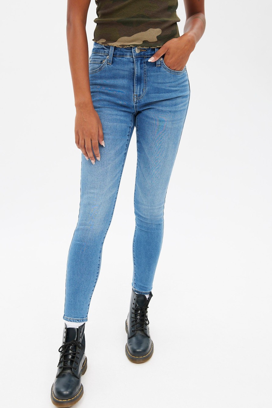 Aux Femmes Aéropostale Jeans | Jegging Aero Tres Extensible A Taille Haute Bleu Denim Moyen