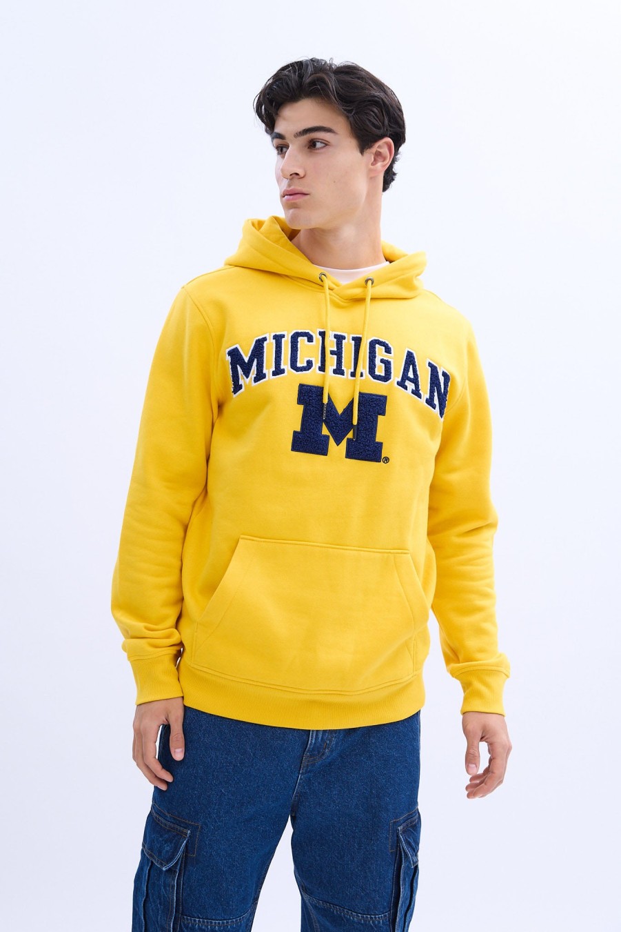 Pour Des Hommes Aéropostale Sweats A Capuche + Sweat-Shirts | Michigan M Graphique Sweat A Capuche Epais Or