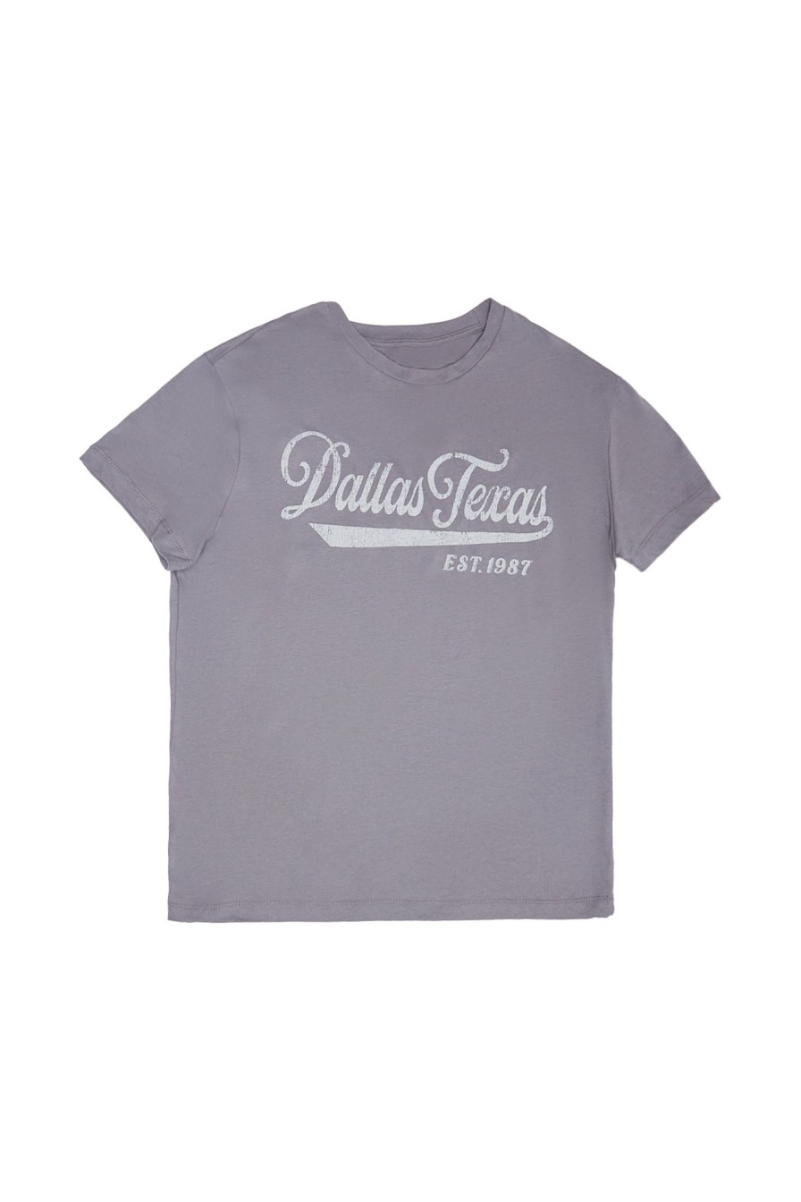 Aux Femmes Aéropostale Destination | Aero Dallas Texas Est 1987 T-Shirt Petit Ami Graphique Gris Fonce