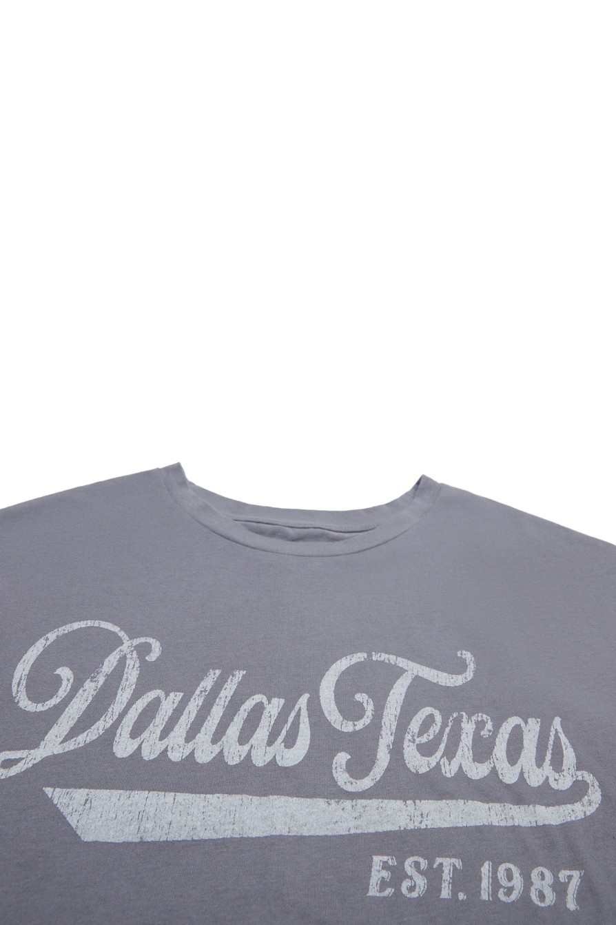 Aux Femmes Aéropostale Destination | Aero Dallas Texas Est 1987 T-Shirt Petit Ami Graphique Gris Fonce