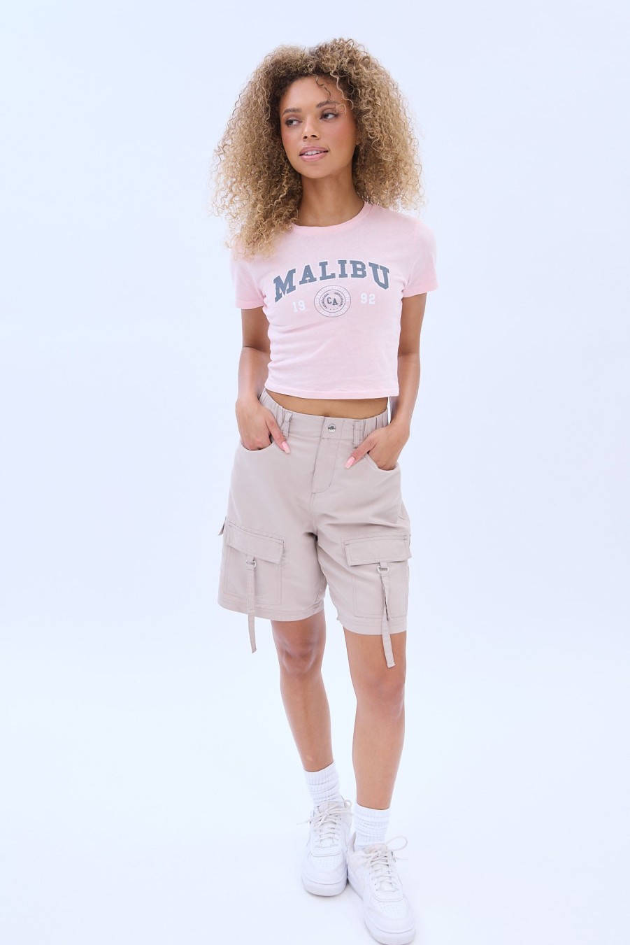 Aux Femmes Notes bleues Destination | Malibu 1992 Graphique T-Shirts Bebe Rose Clair