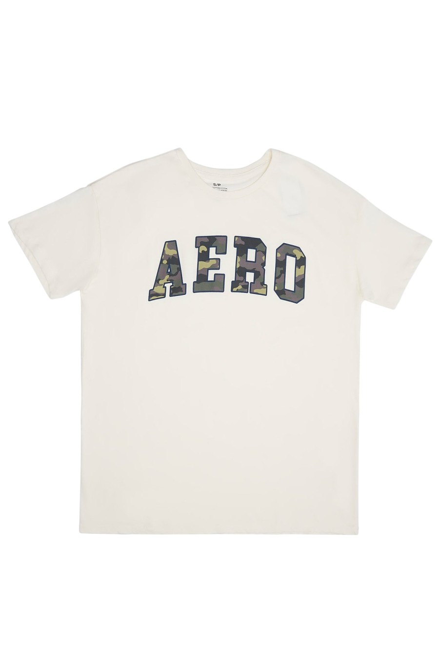 Aux Femmes Aéropostale T-Shirts | T-Shirt Boyfriend Graphique Aero Camo Script Creme