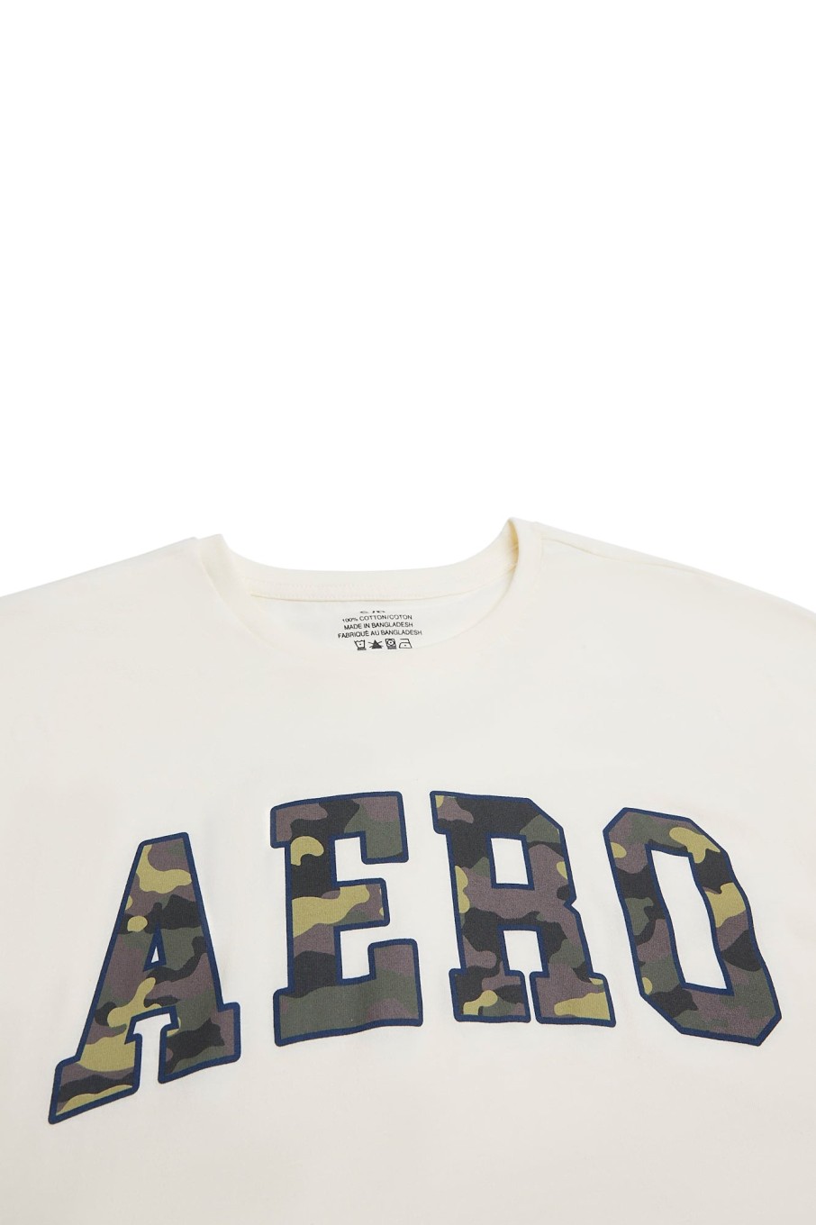 Aux Femmes Aéropostale T-Shirts | T-Shirt Boyfriend Graphique Aero Camo Script Creme