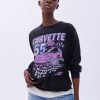 Aux Femmes Aéropostale Sweats A Capuche + Sweat-Shirts | Corvette 55' Stingray Racing Graphic Sweat-Shirt Surdimensionne A Col Ras Du Cou Noir