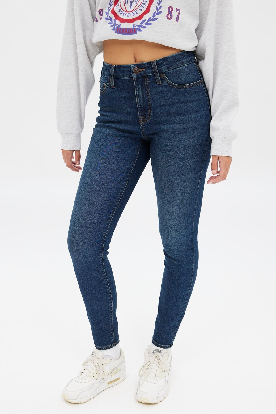 Aux Femmes Aéropostale Jeans | Jegging Courbe Taille Haute Aero Serieusement Extensible Bleu Denim Fonce