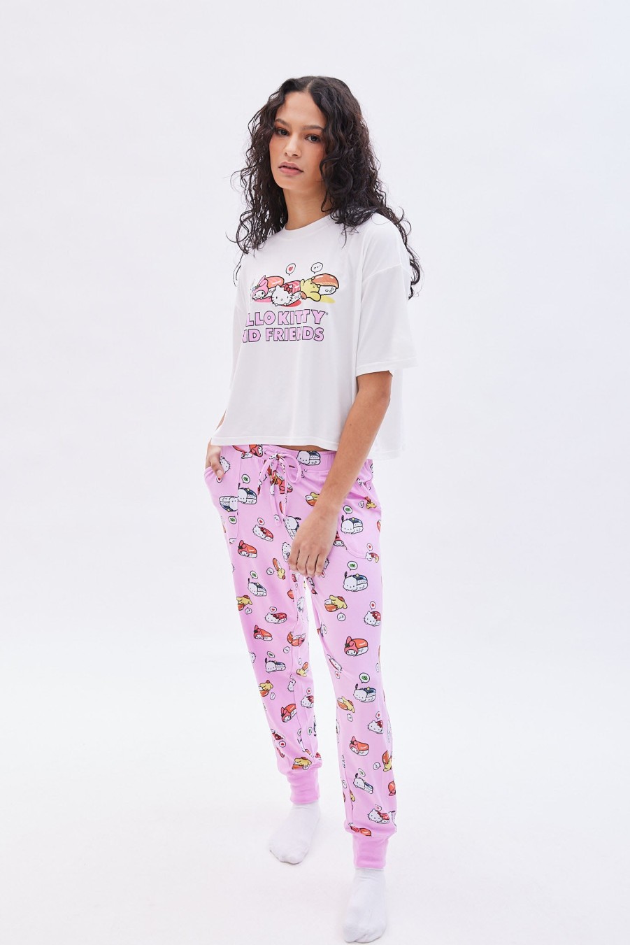 Aux Femmes Aéropostale Ensembles | Ensemble De Pyjama Imprime Super Doux Hello Kitty Sushi Rose