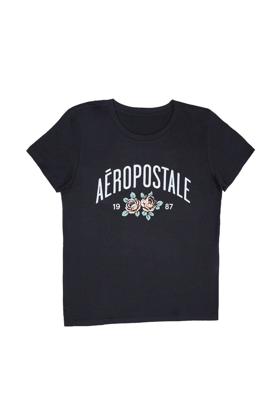 Aux Femmes Aéropostale T-Shirts | Aeropostale Rose Bud Graphic T-Shirt Classique Noir