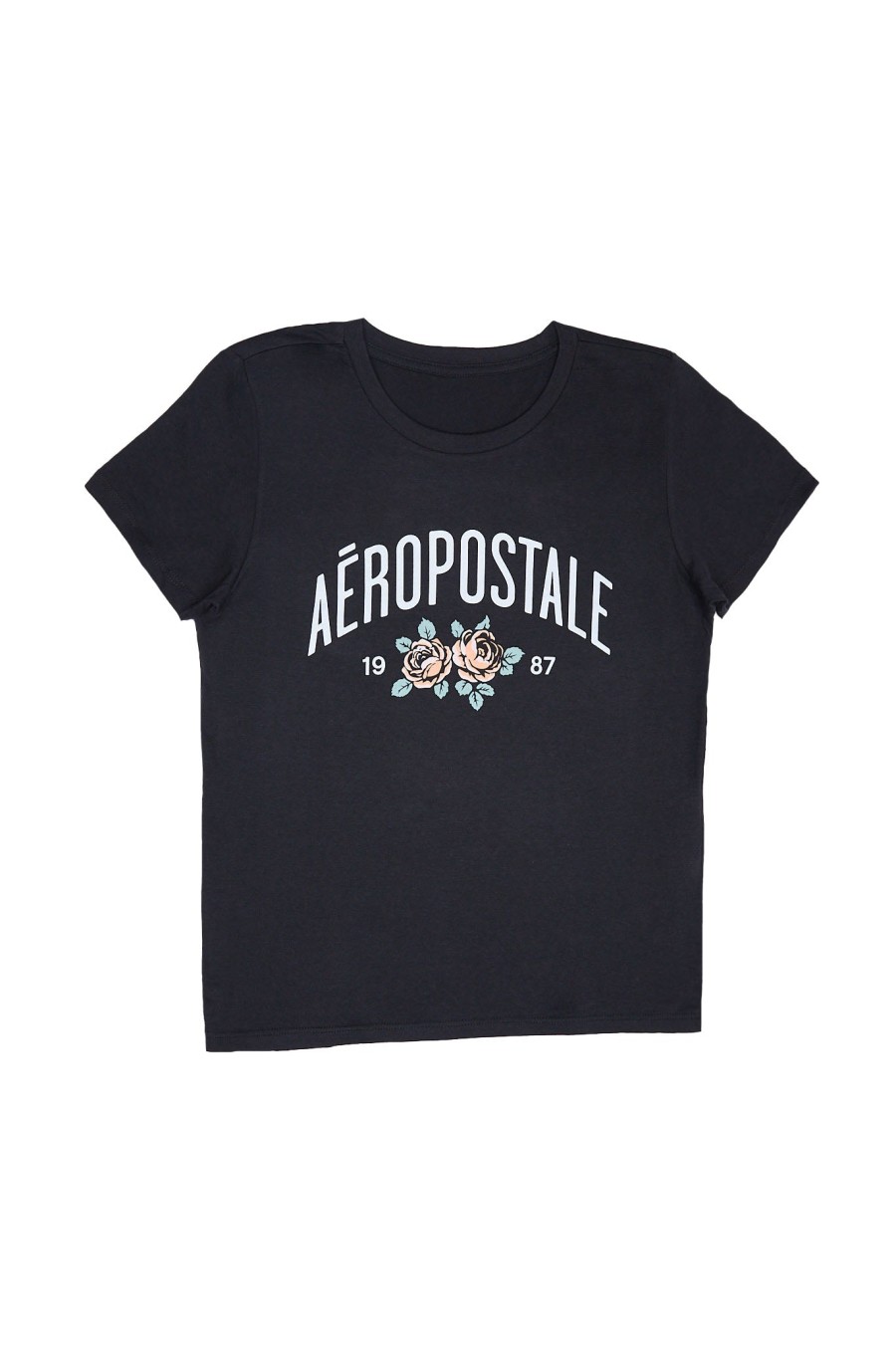 Aux Femmes Aéropostale Aeropostale | Aeropostale Rose Bud Graphic T-Shirt Classique Noir