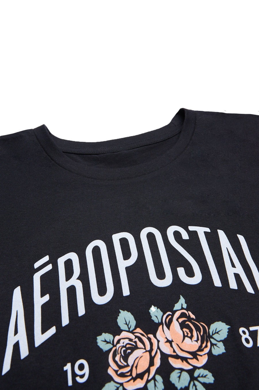 Aux Femmes Aéropostale Aeropostale | Aeropostale Rose Bud Graphic T-Shirt Classique Noir