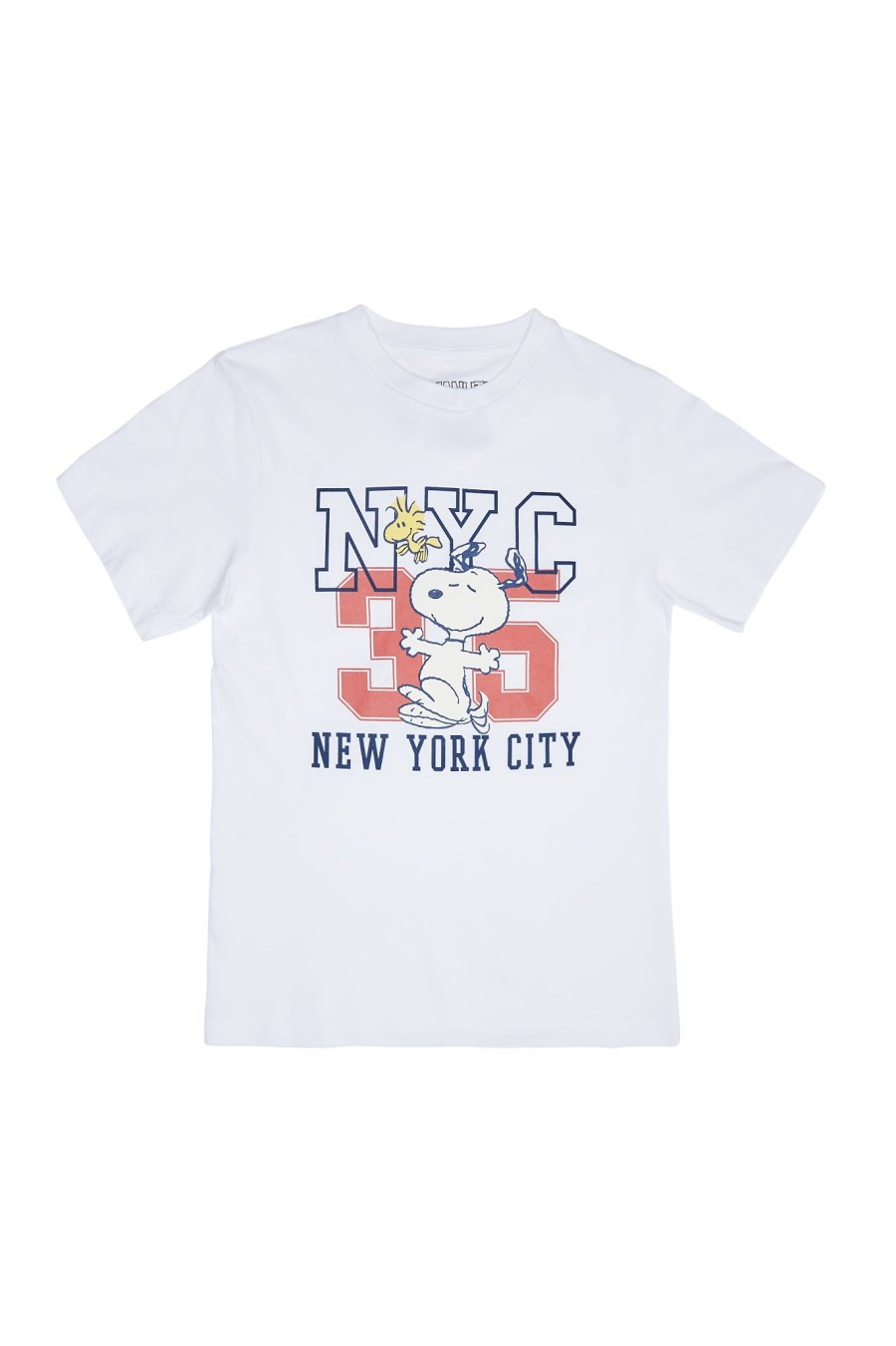 Aux Femmes Notes bleues T-Shirts | Peanuts Snoopy New York City 35 T-Shirt Petit Ami Graphique Blanc