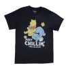 Aux Femmes Notes bleues Culture Pop | Disney Winnie L'Ourson Et Bourriquet Just Chillin' T-Shirt Petit Ami Graphique Noir