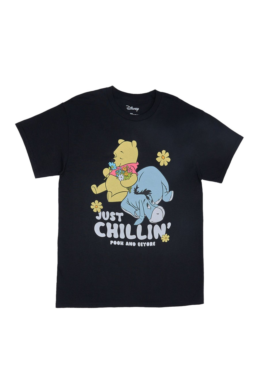 Aux Femmes Notes bleues Culture Pop | Disney Winnie L'Ourson Et Bourriquet Just Chillin' T-Shirt Petit Ami Graphique Noir