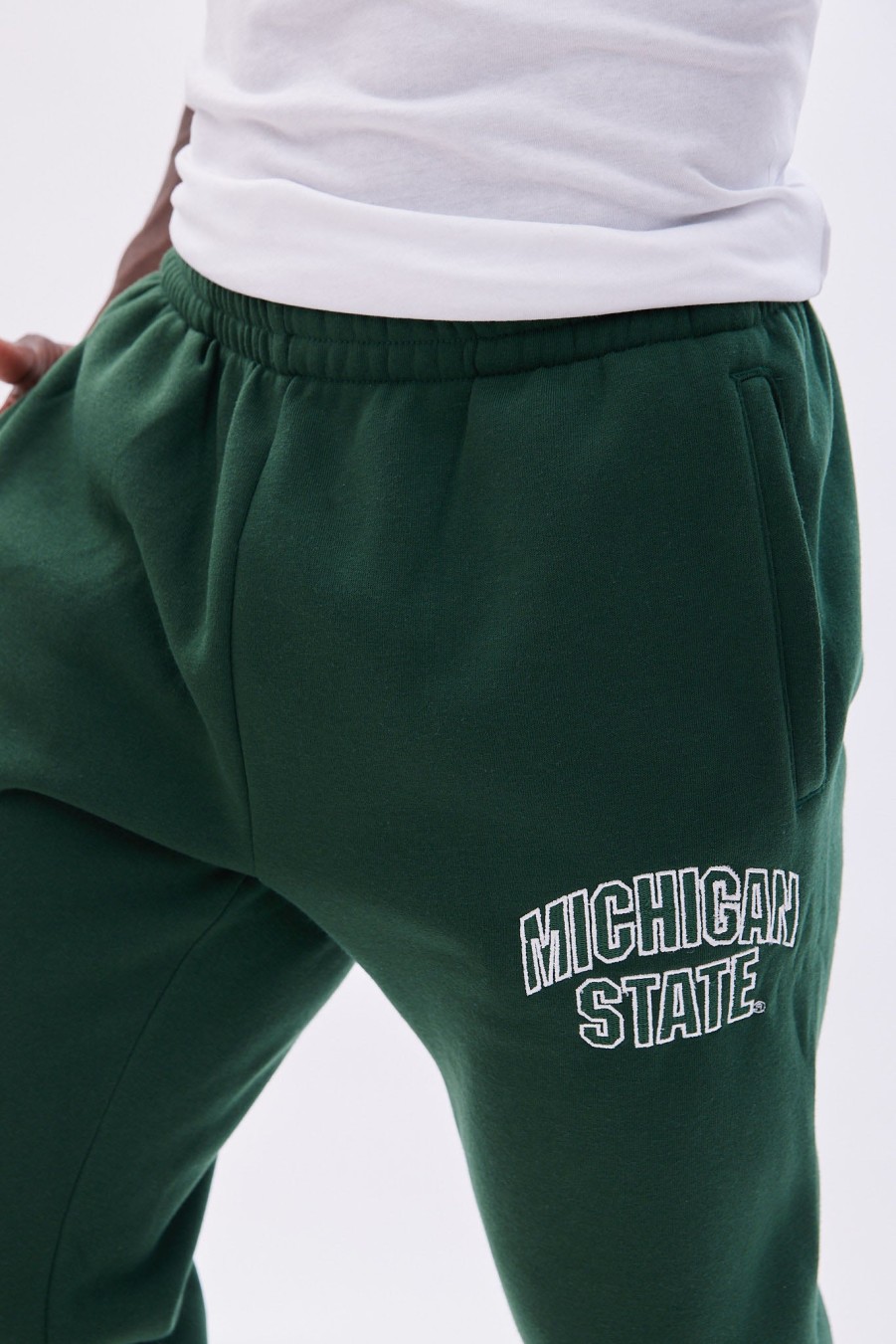 Pour Des Hommes Aéropostale Les Pantalons De Survetement | Pantalon De Jogging Universitaire A Graphique Brode Michigan State Vert Chasseur