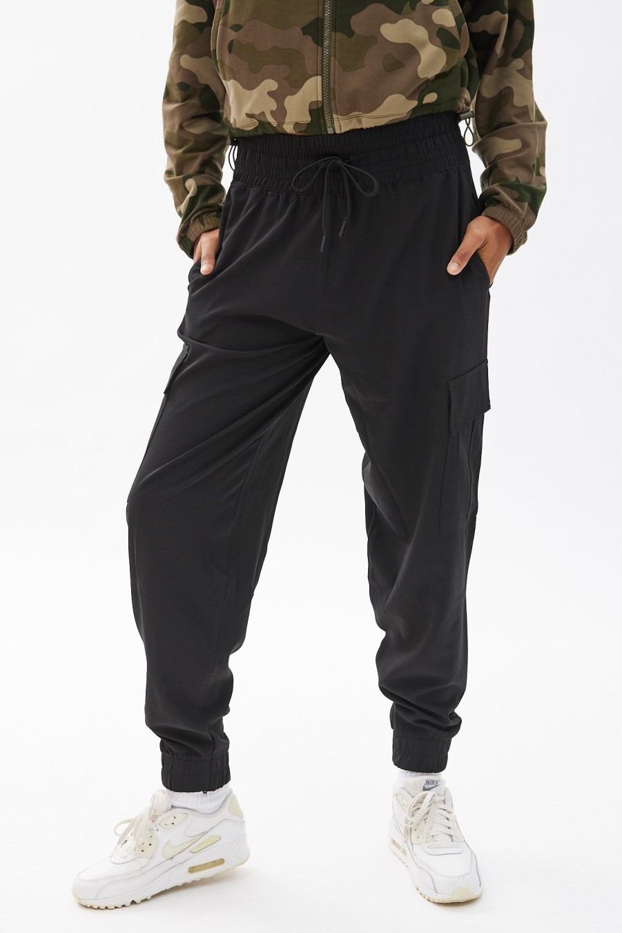 Aux Femmes Notes bleues Cargos + Parachute | Pantalon De Jogging Cargo Taille Moyenne