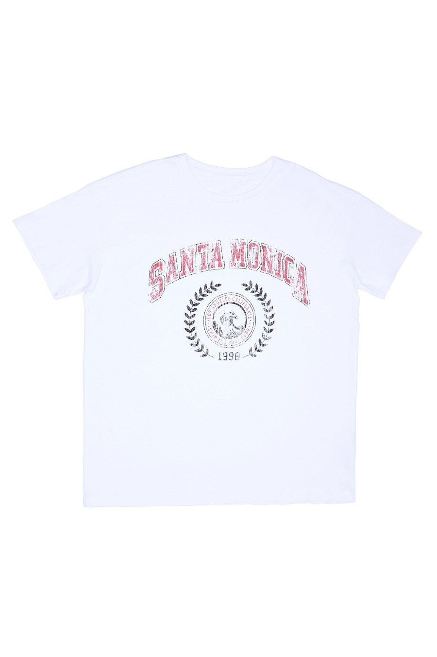 Aux Femmes Notes bleues Destination | T-Shirt Petit Ami Graphique Santa Monica Blanc