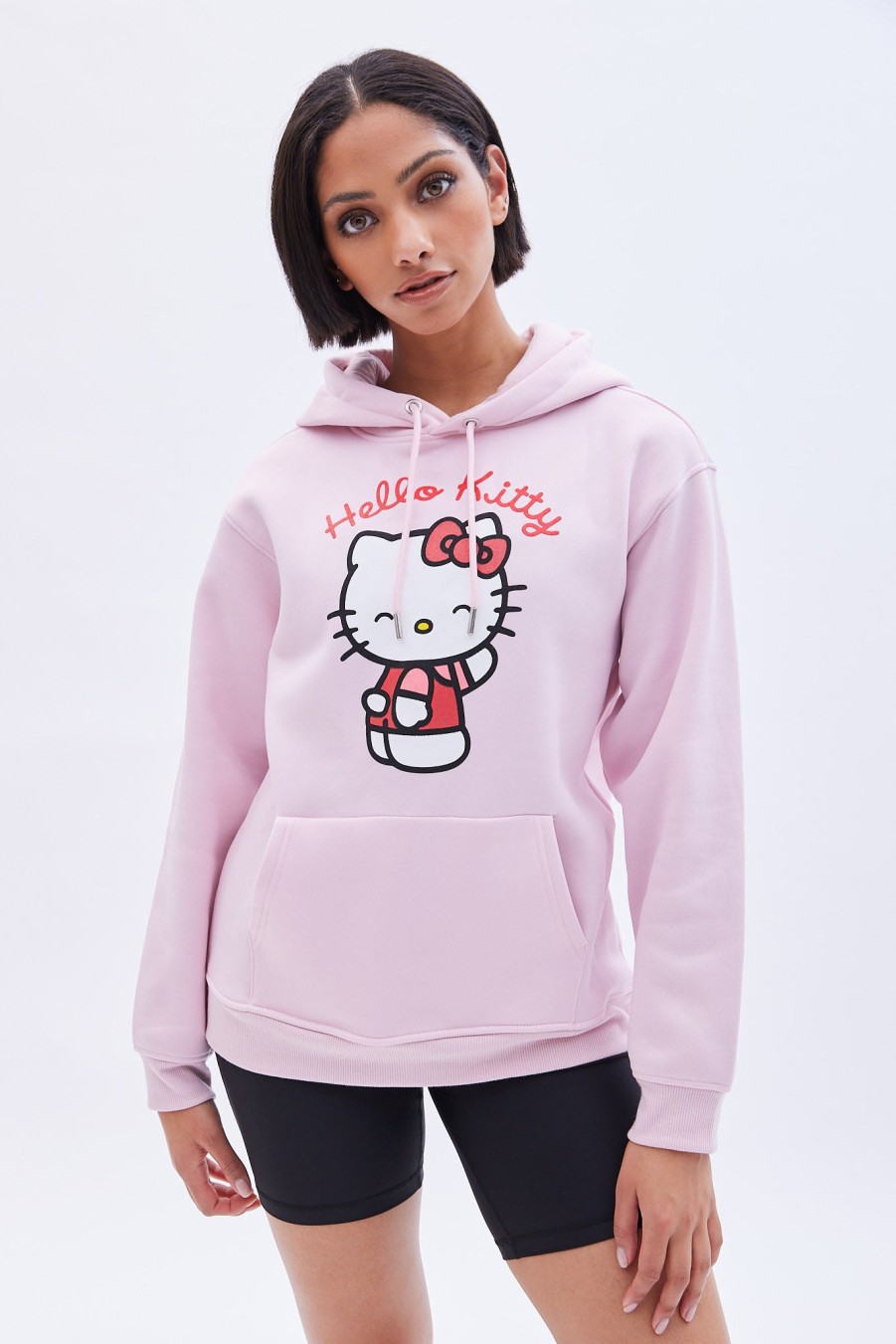 Aux Femmes Aéropostale Sweats A Capuche + Sweat-Shirts | Sweat A Capuche Surdimensionne Avec Motif Hello Kitty Rose Clair