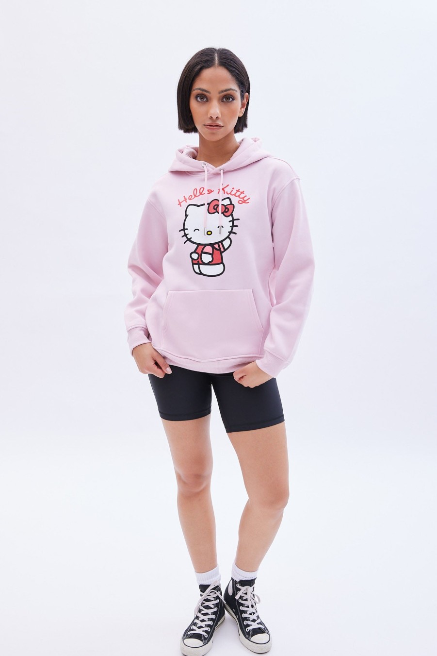 Aux Femmes Aéropostale Sweats A Capuche + Sweat-Shirts | Sweat A Capuche Surdimensionne Avec Motif Hello Kitty Rose Clair