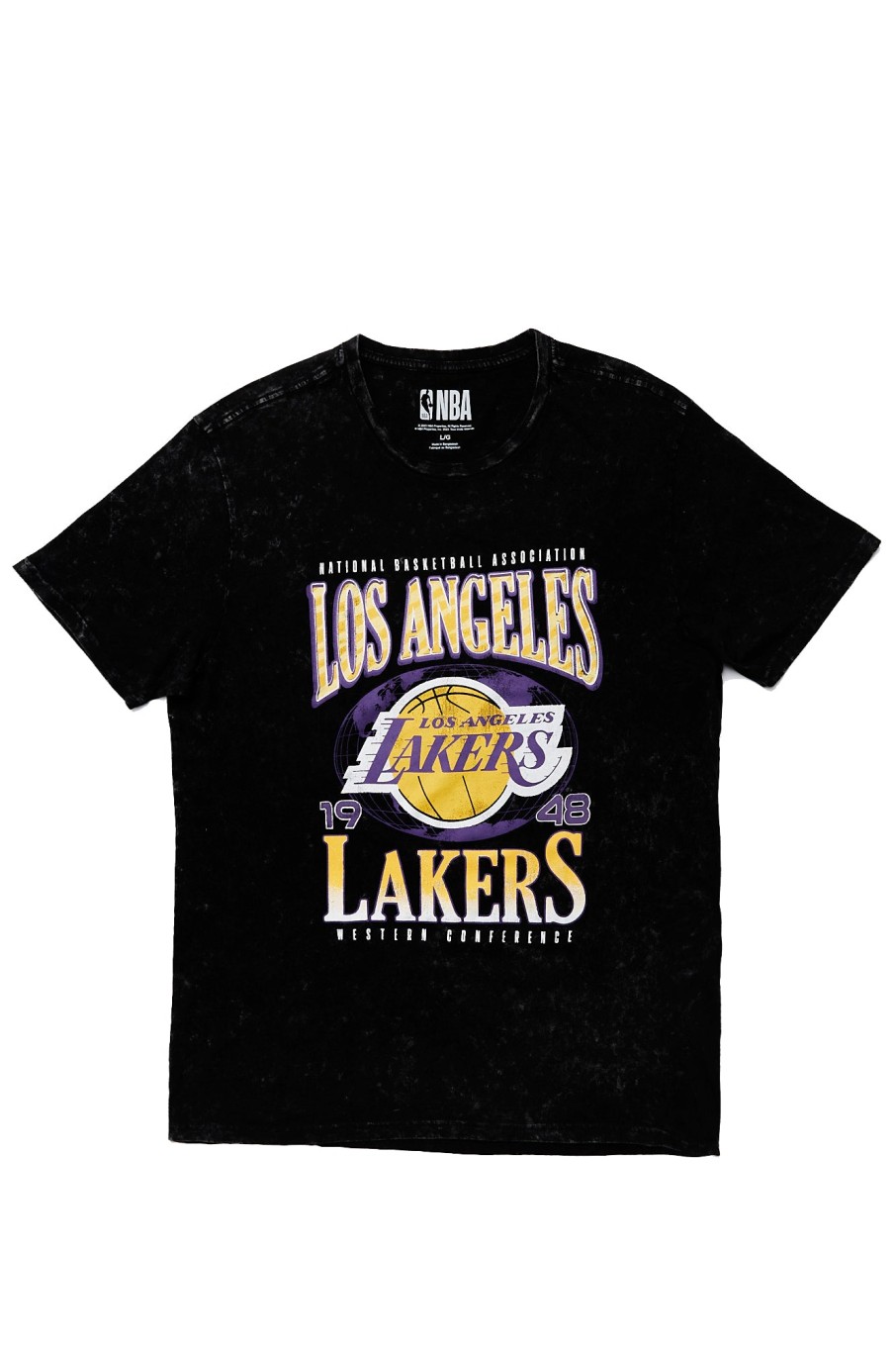 Pour Des Hommes Aéropostale Des Sports | T-Shirt Delave A L'Acide Graphique Des Lakers De Los Angeles Noir