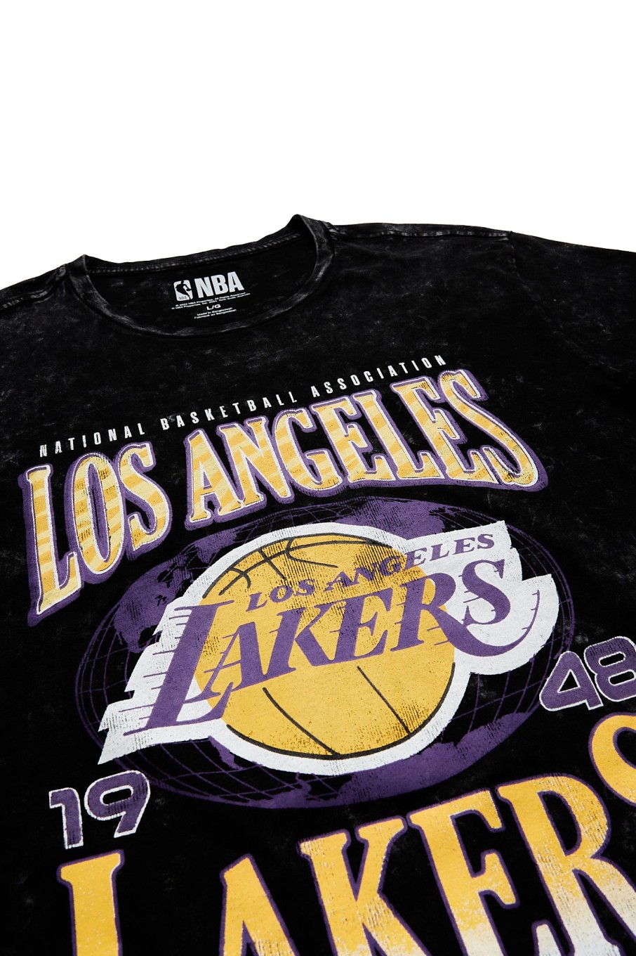 Pour Des Hommes Aéropostale Des Sports | T-Shirt Delave A L'Acide Graphique Des Lakers De Los Angeles Noir