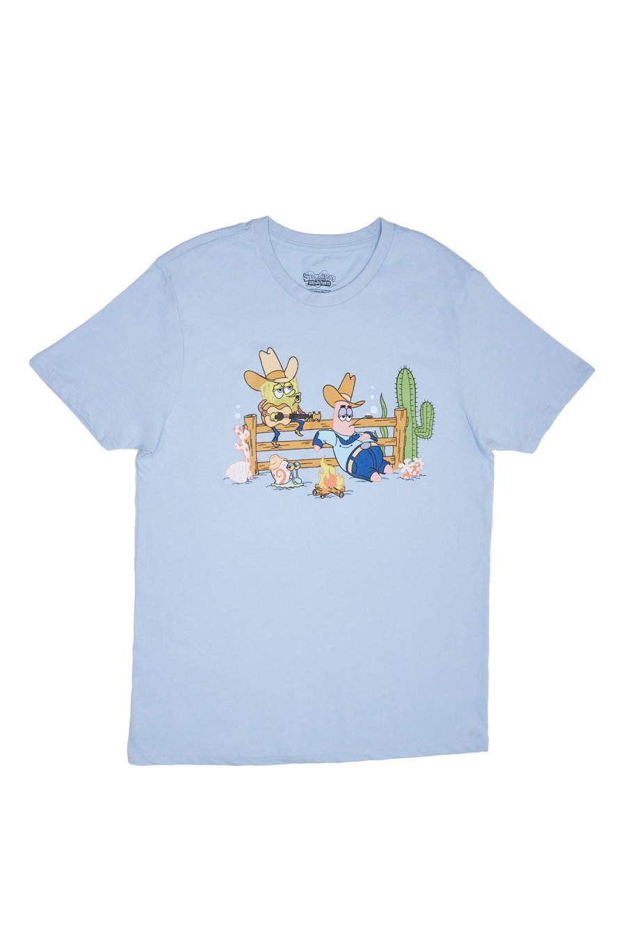 Pour Des Hommes Aéropostale Culture Pop | T-Shirt Graphique Bob L'Eponge Et Patrick Cowboy Bleu Bebe