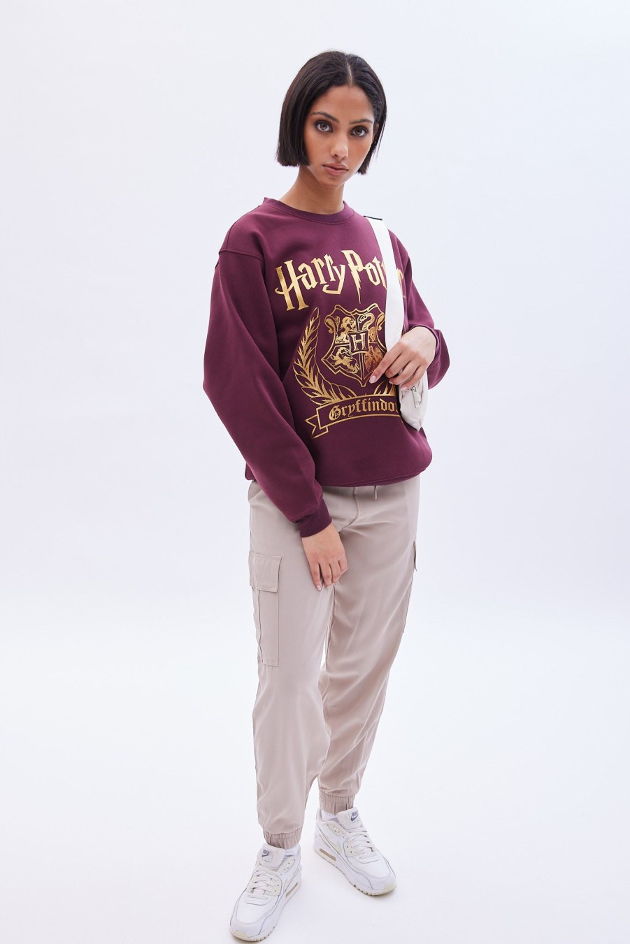 Aux Femmes Aéropostale Culture Pop | Sweat-Shirt Oversize A Col Ras Du Cou Avec Image Harry Potter Bourgogne