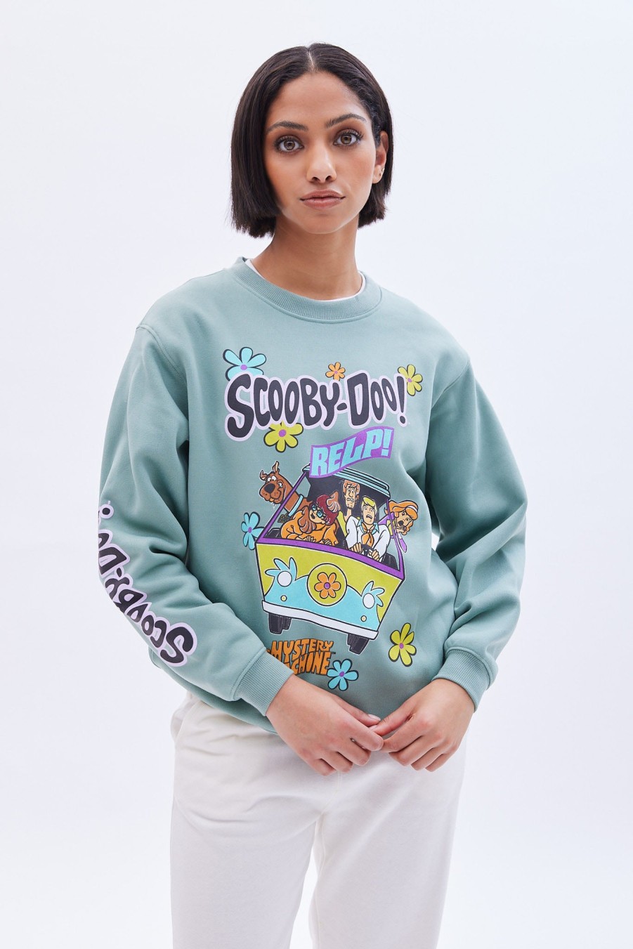 Aux Femmes Aéropostale Culture Pop | Scooby Doo! Sweat-Shirt Oversize A Col Rond Graphique Sage