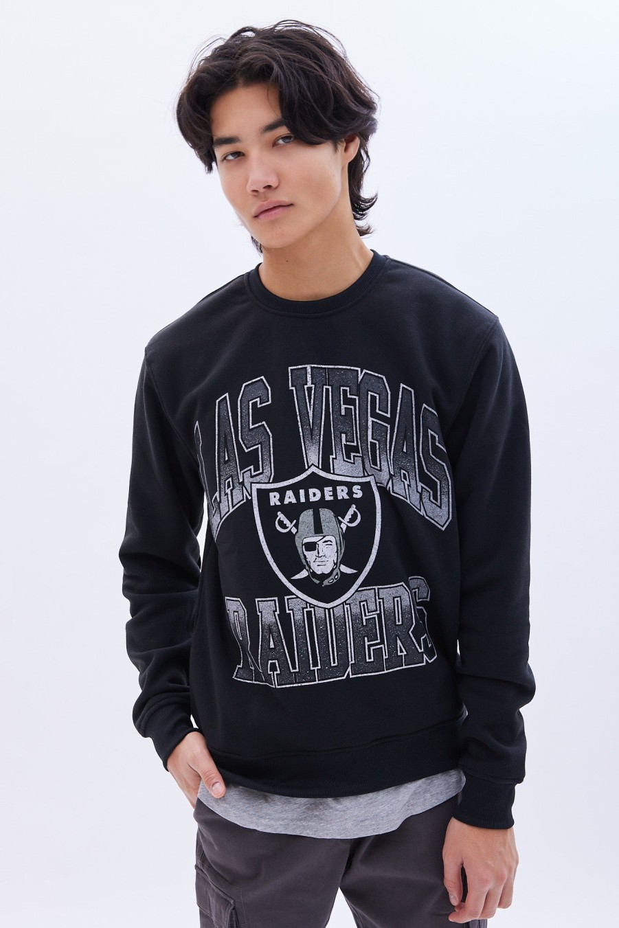 Pour Des Hommes Aéropostale Sweats A Capuche + Sweat-Shirts | Sweat-Shirt Ras Du Cou Graphique Des Raiders De Las Vegas Noir