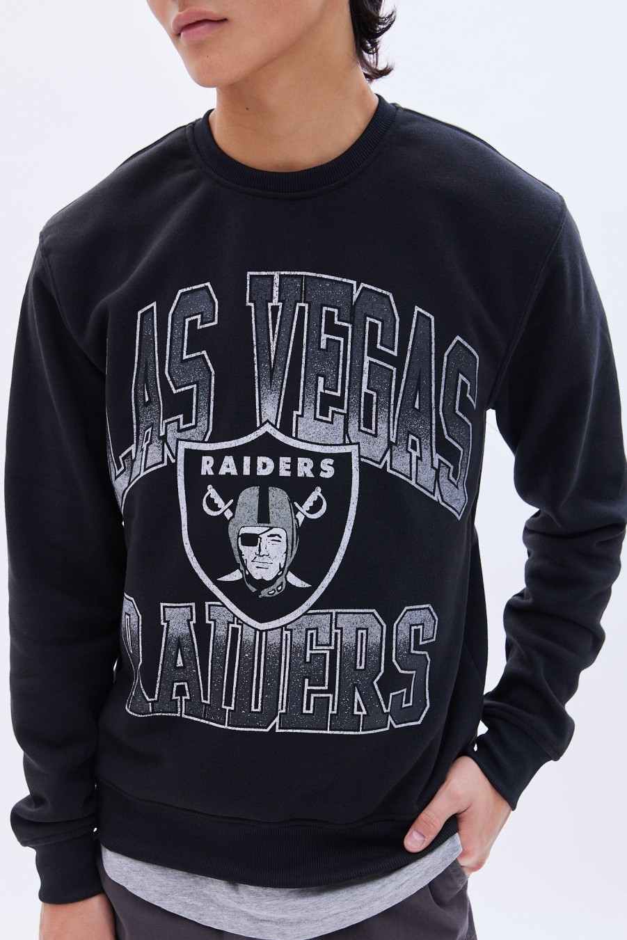 Pour Des Hommes Aéropostale Sweats A Capuche + Sweat-Shirts | Sweat-Shirt Ras Du Cou Graphique Des Raiders De Las Vegas Noir