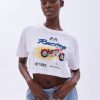 Aux Femmes Notes bleues T-Shirts Graphiques | T-Shirt Court A Imprime Racing Motors Blanc