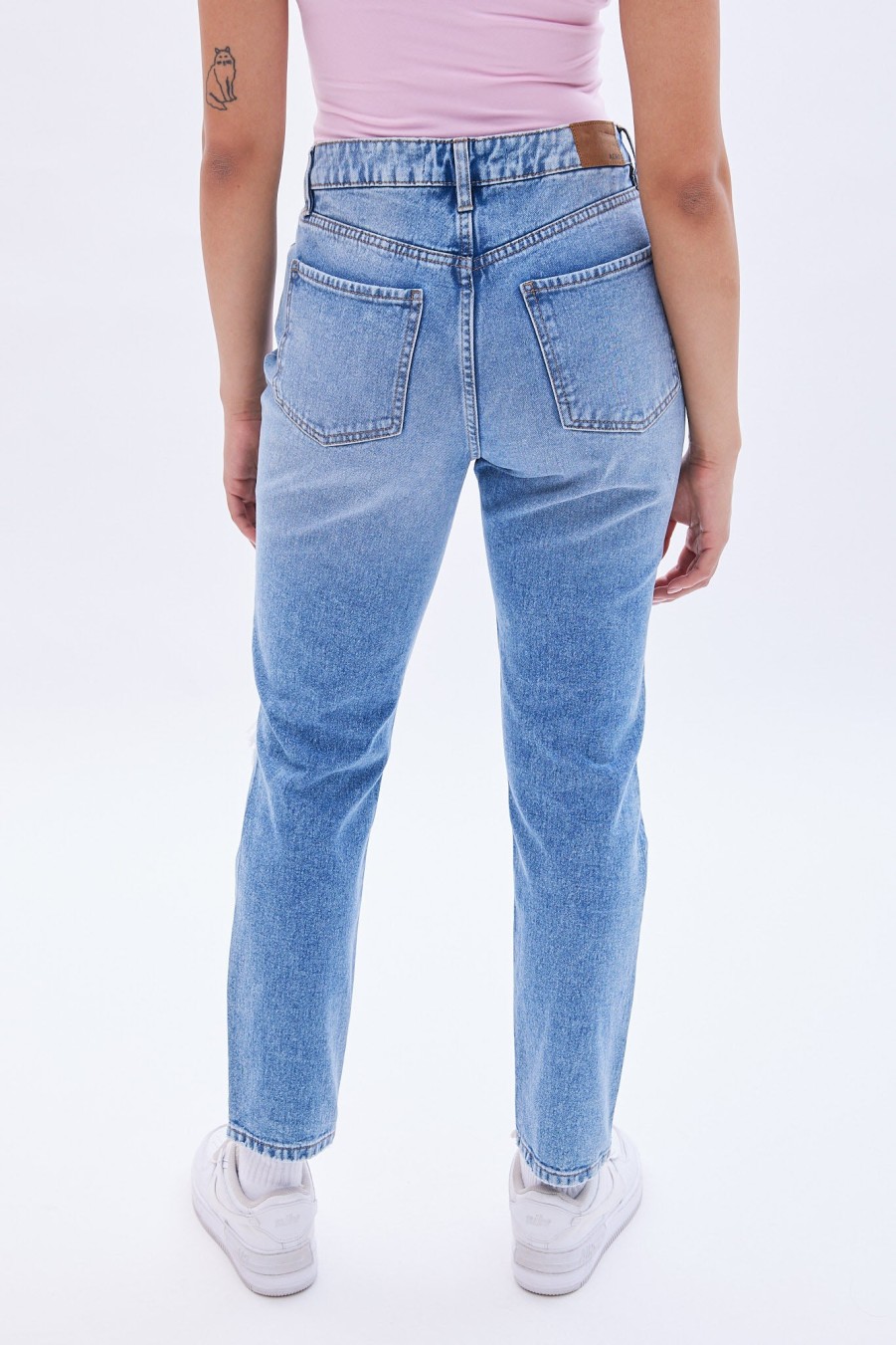 Aux Femmes Aéropostale Jeans | Jean Mom Taille Haute Aero Premium Air Bleu Denim Moyen