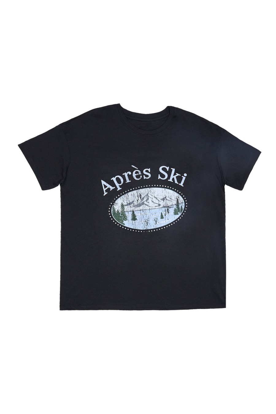 Aux Femmes Notes bleues Destination | T-Shirt Boyfriend Graphique Apres-Ski Noir