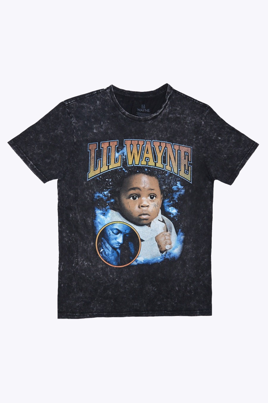 Pour Des Hommes Aéropostale Musique | T-Shirt Delave A L'Acide Graphique Lil Wayne Noir