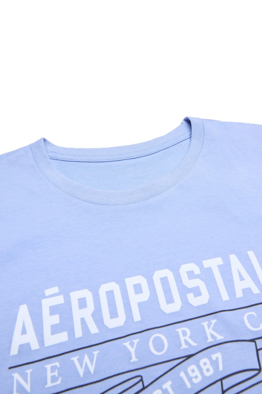 Aux Femmes Aéropostale T-Shirts | T-Shirt Classique Graphique De Banniere Aeropostale Un Jean Bleu