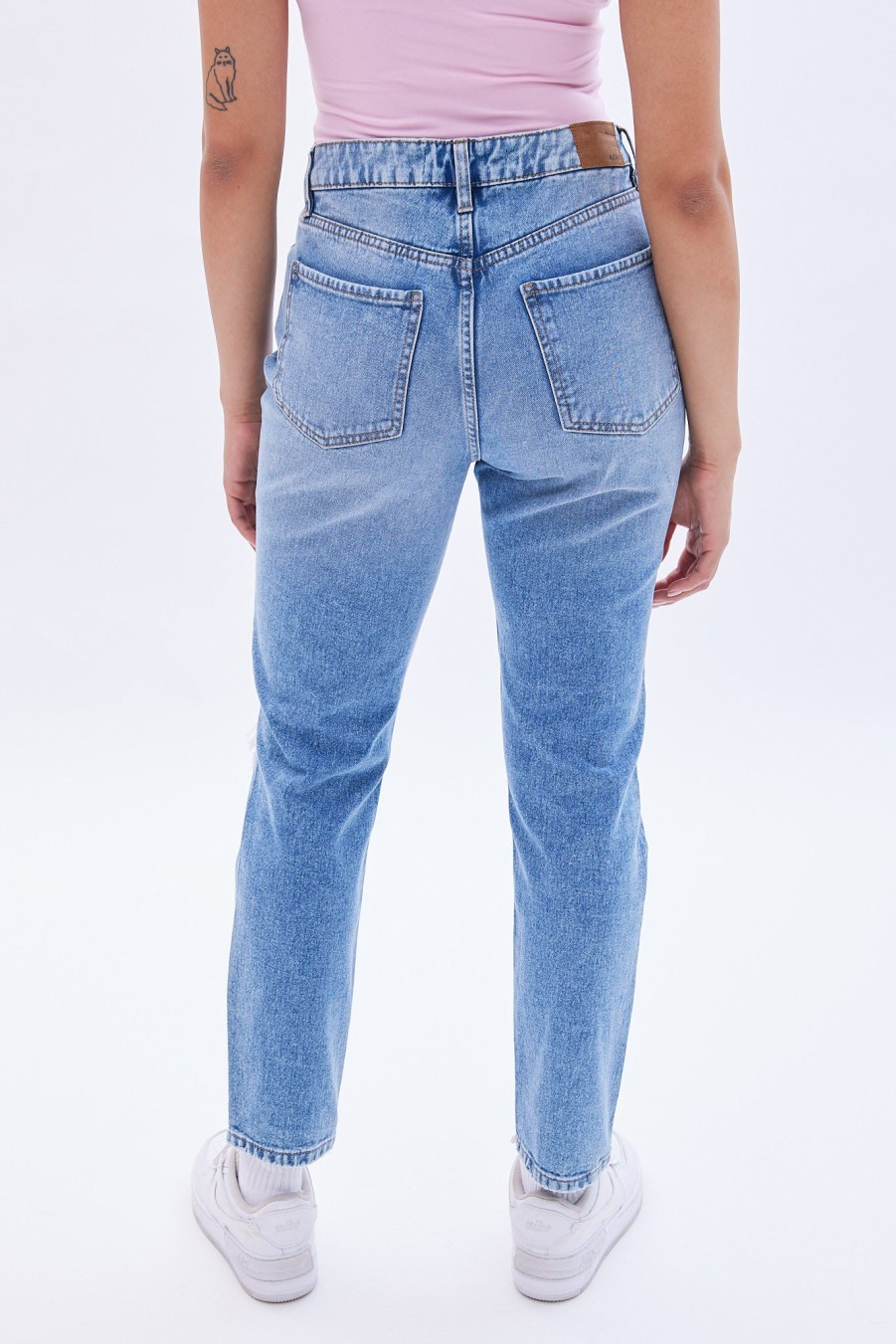 Aux Femmes Aéropostale | Jean Mom Taille Haute Aero Premium Air Bleu Denim Moyen