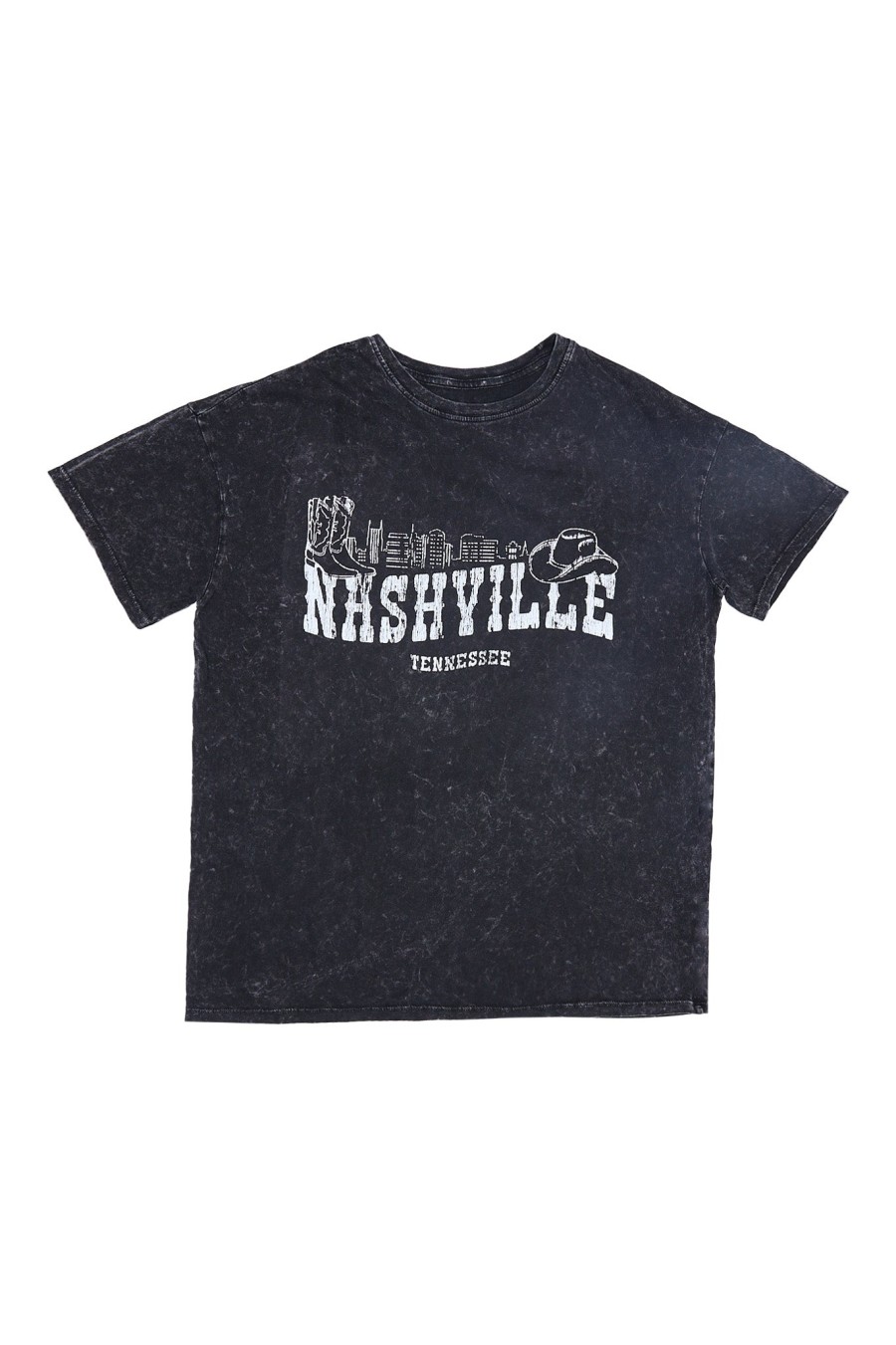 Aux Femmes Notes bleues Destination | T-Shirt Petit Ami Graphique Nashville Rincage Noir