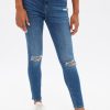 Aux Femmes Aéropostale Jeans | Jegging Aero Tres Extensible A Taille Haute Effet Vieilli Bleu Denim Fonce