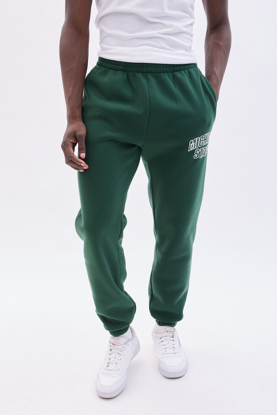 Pour Des Hommes Aéropostale Pantalons De Jogging | Pantalon De Jogging Universitaire A Graphique Brode Michigan State Vert Chasseur