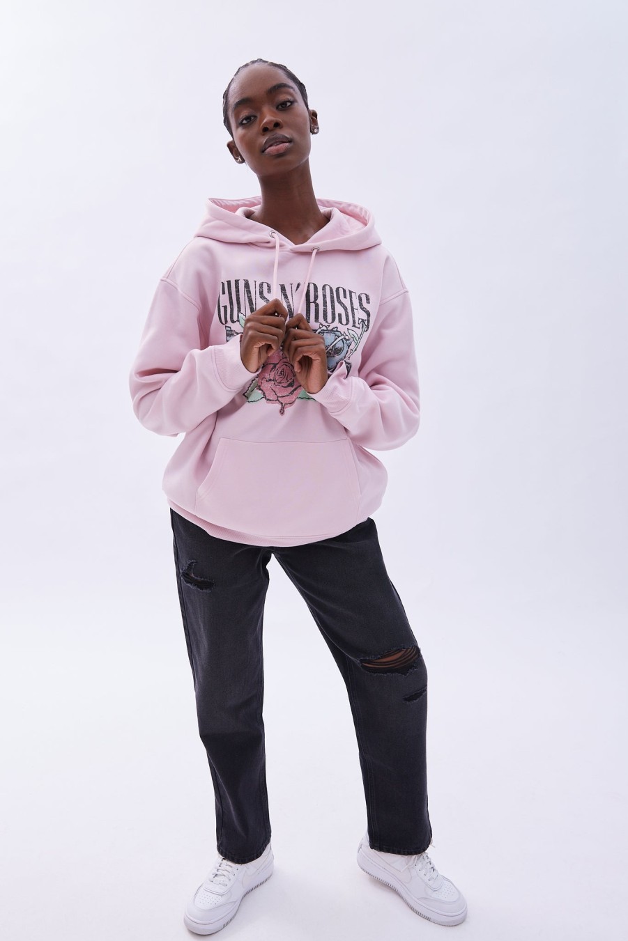 Aux Femmes Aéropostale Musique | Guns N' Roses - Sweat A Capuche Surdimensionne Avec Motif Graphique Rose Clair