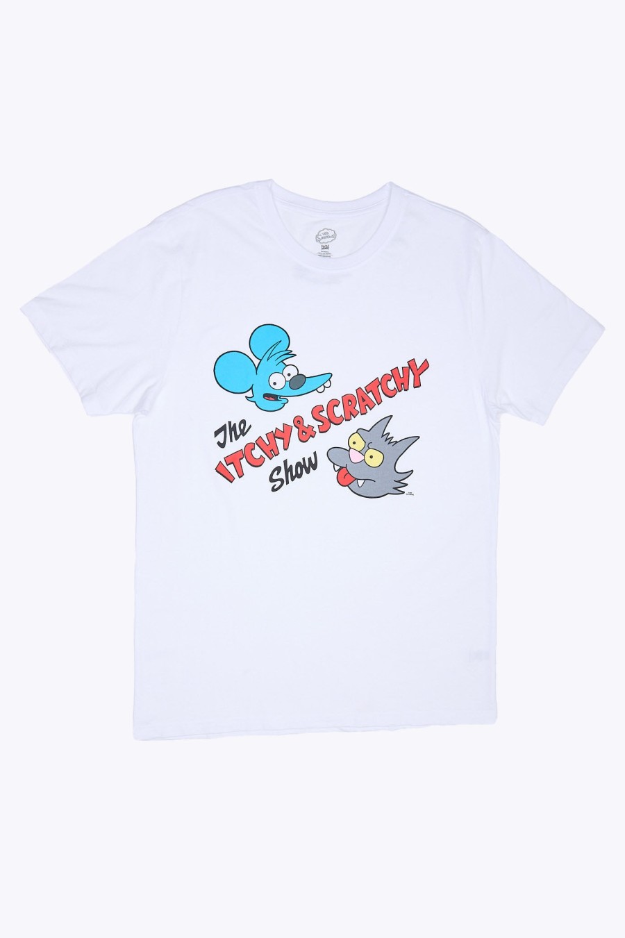 Pour Des Hommes Notes bleues T-Shirts Graphiques | Le T-Shirt Graphique Simpsons Itchy And Scratchy Blanc