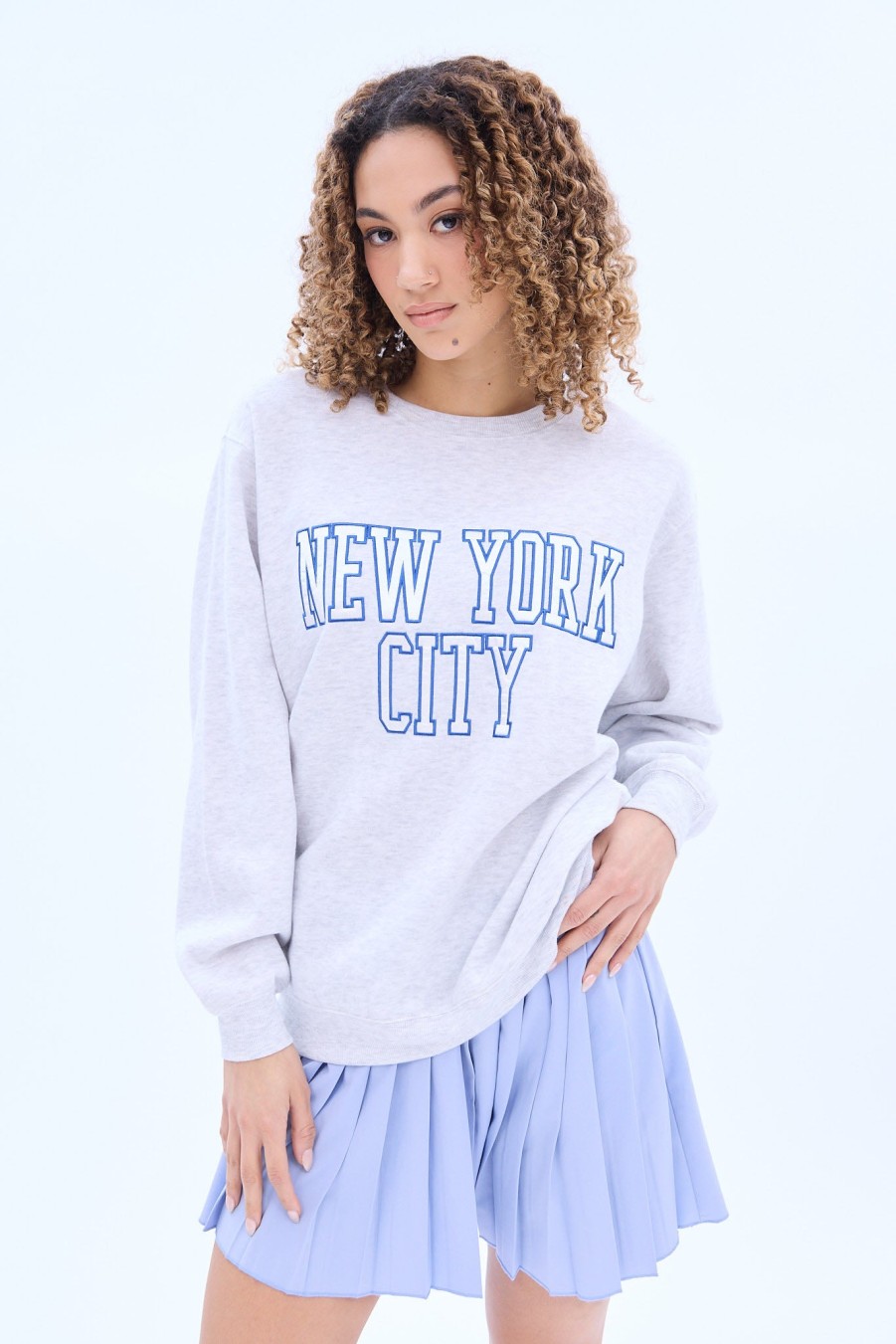 Aux Femmes Aéropostale Sweats A Capuche + Sweat-Shirts | Sweat-Shirt Oversize A Col Ras Du Cou Aero