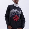 Aux Femmes Aéropostale Sweats A Capuche + Sweat-Shirts | Sweat-Shirt Surdimensionne A Col Ras Du Cou Avec Image Des Raptors De Toronto Noir