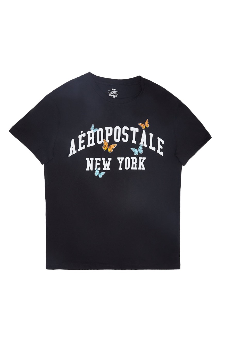 Aux Femmes Aéropostale T-Shirts | T-Shirt Boyfriend Graphique Aeropostale New York Papillons Noir