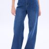 Aux Femmes Notes bleues Jeans | Jean A Jambe Large Et Taille Tres Haute Bleu Denim Fonce