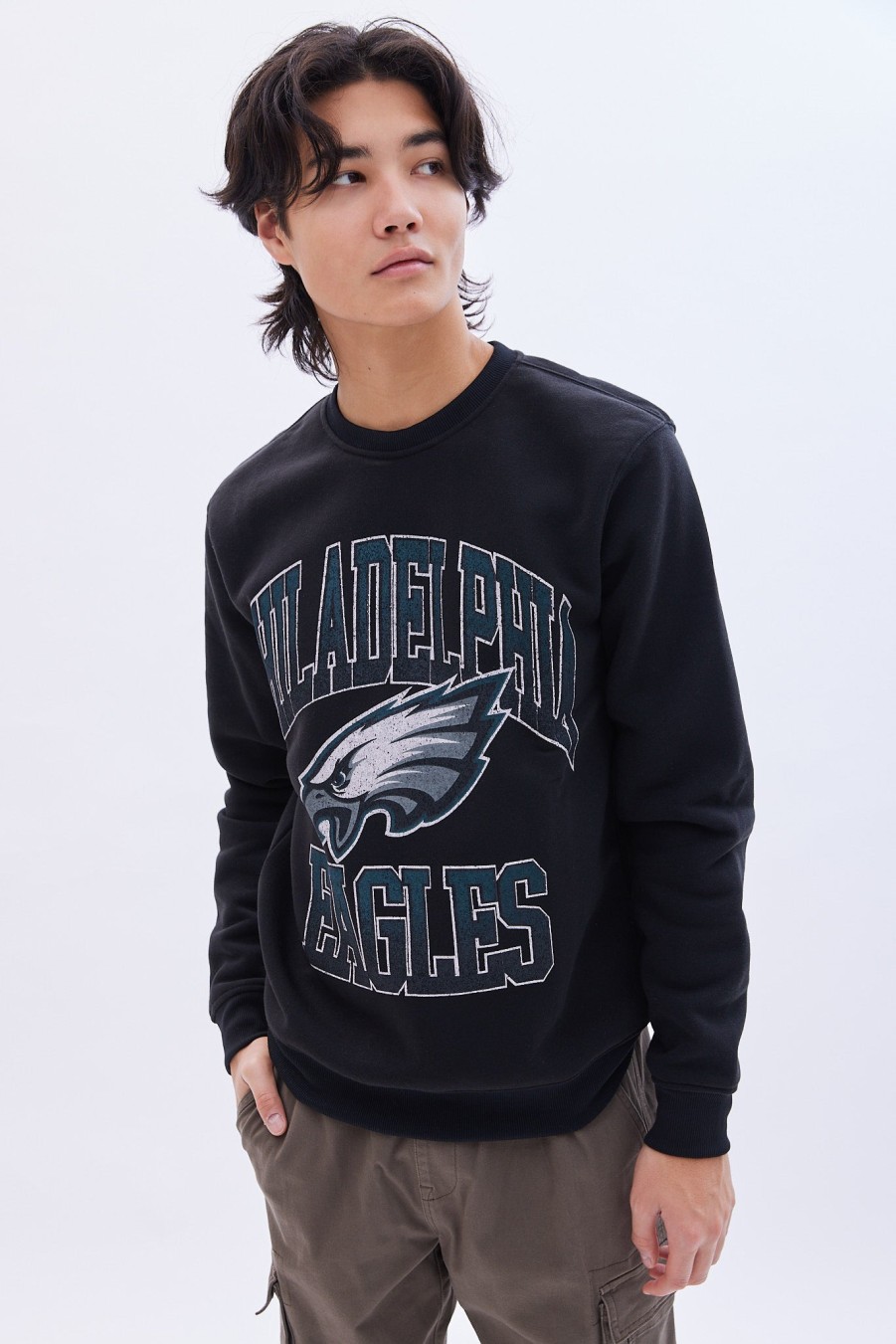 Pour Des Hommes Aéropostale Des Sports | Sweat-Shirt Ras Du Cou Graphique Des Eagles De Philadelphie Noir